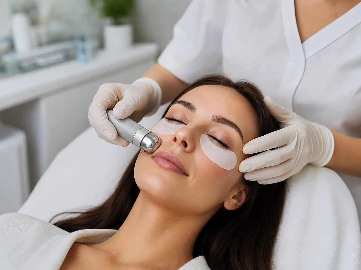 Cooling under-eye refresh treatment with a gentle device